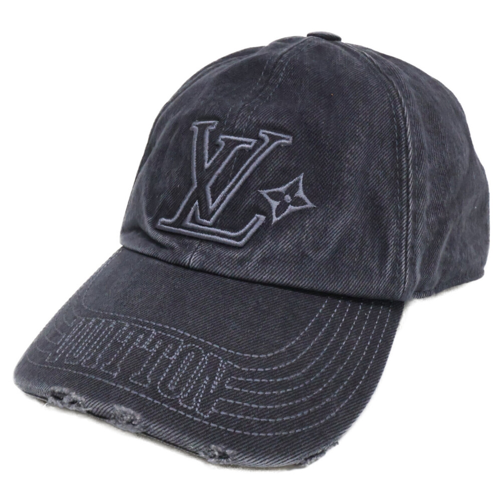 LOUIS VUITTON Louis Vuitton 25-year-old M5235L Denim Washed Cap Hat L Black M...
